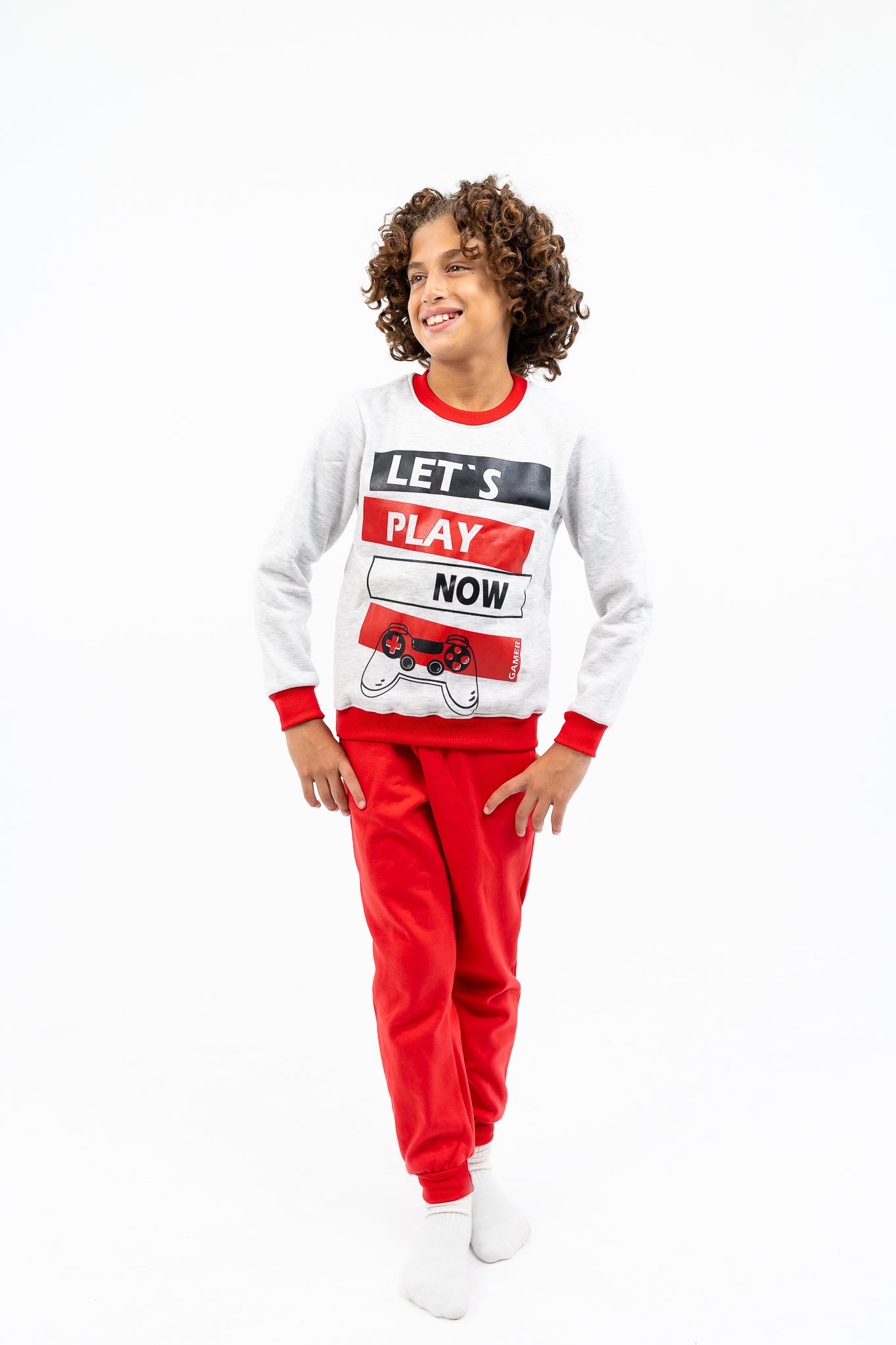 Boy's winter Gray pajamas with PlayStation printed - allover
