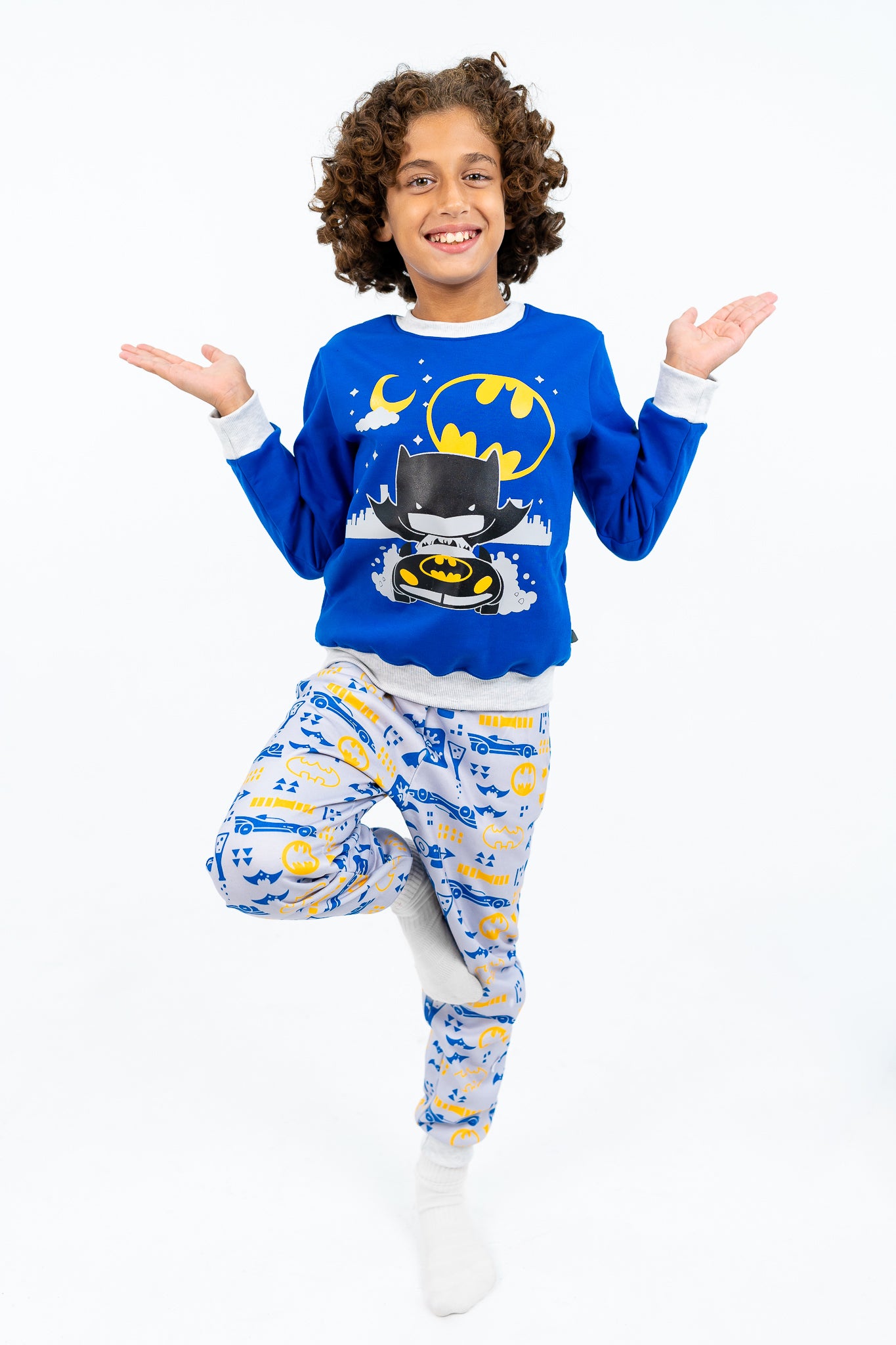 Boy's winter Royal Blue pajamas with Batman printed - allover