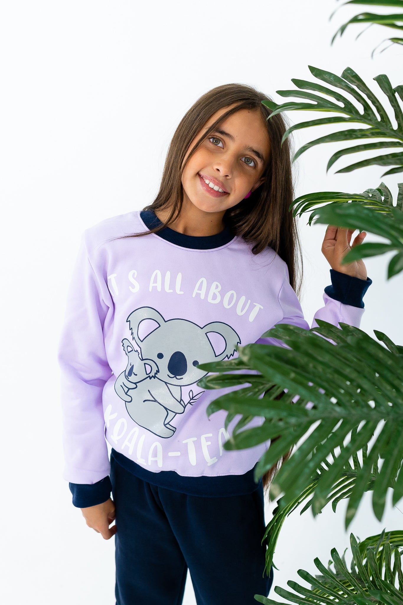 Girl's purple winter pajamas with Koala printed