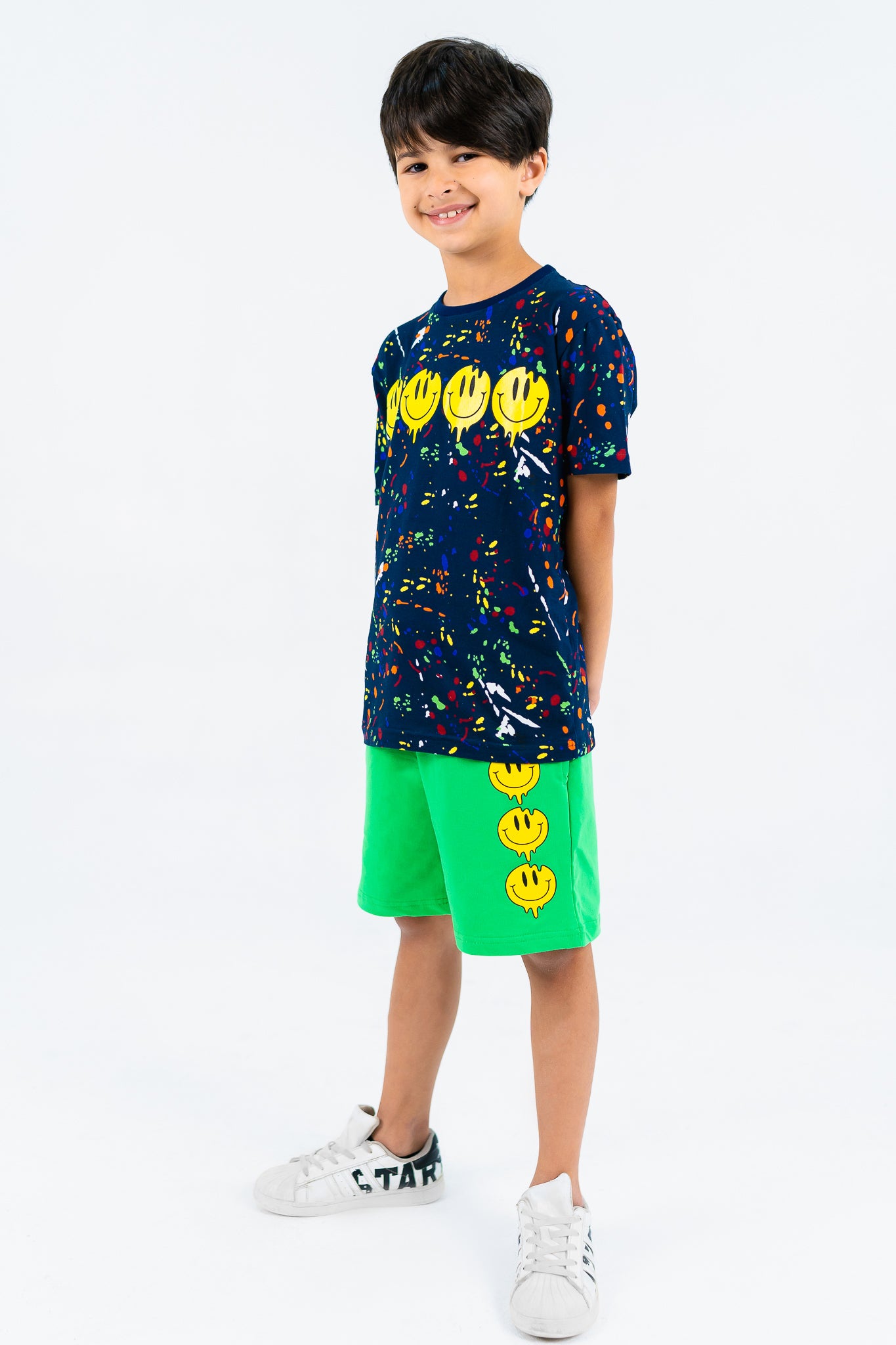 Boy's Short with a drawstring shorts and a Smile print