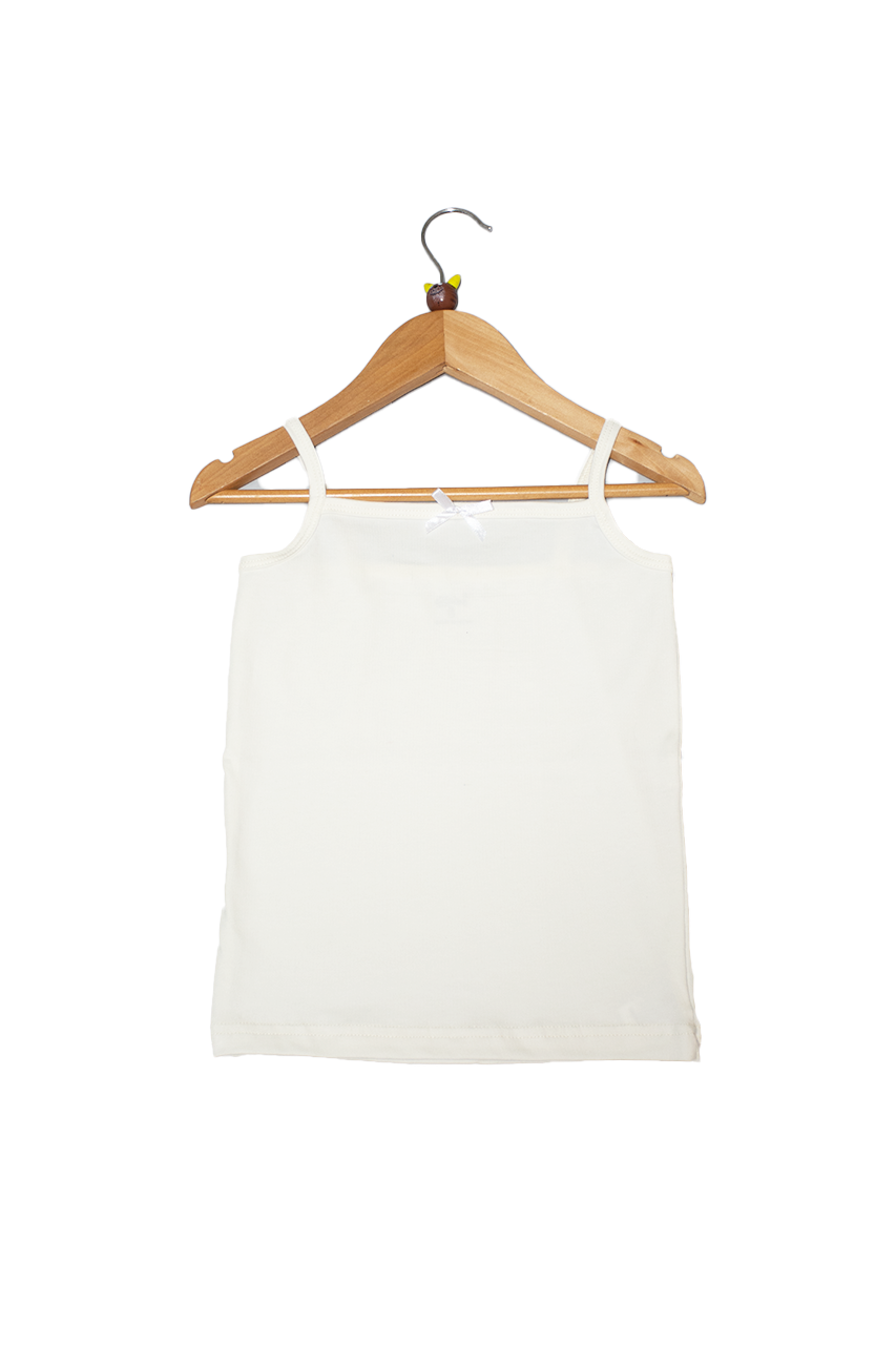 Girl's cami vest underwear with thin strap - white