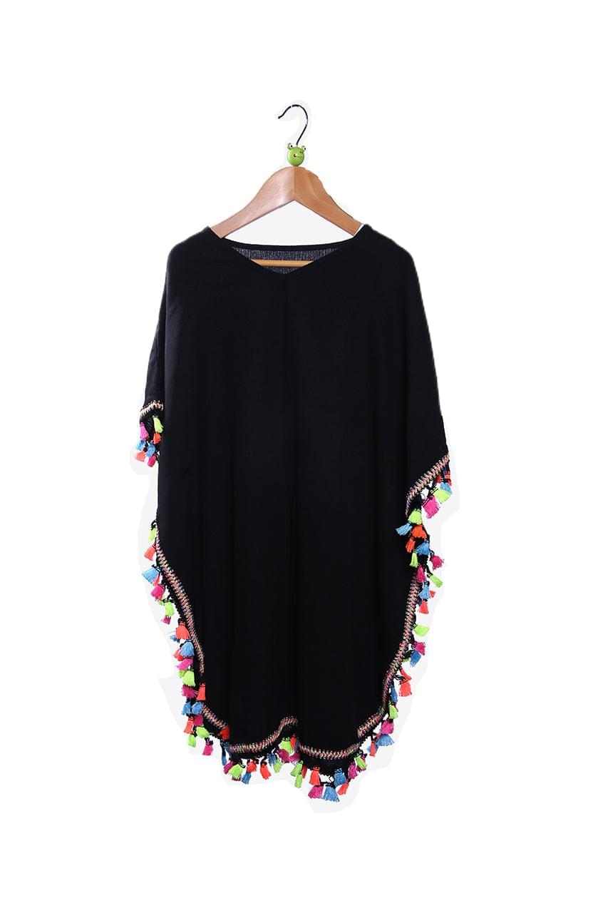 Beach cover up - Black with multicolor