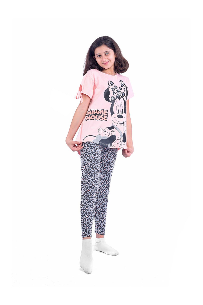 Summer girl's homewear with Simon Minnie Mouse design - side view
