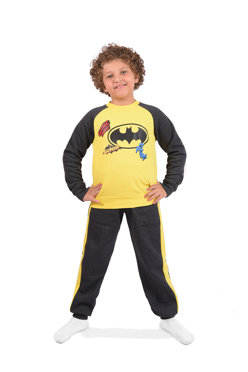 Milton children's winter pajamas, Batman Yellow design - front view