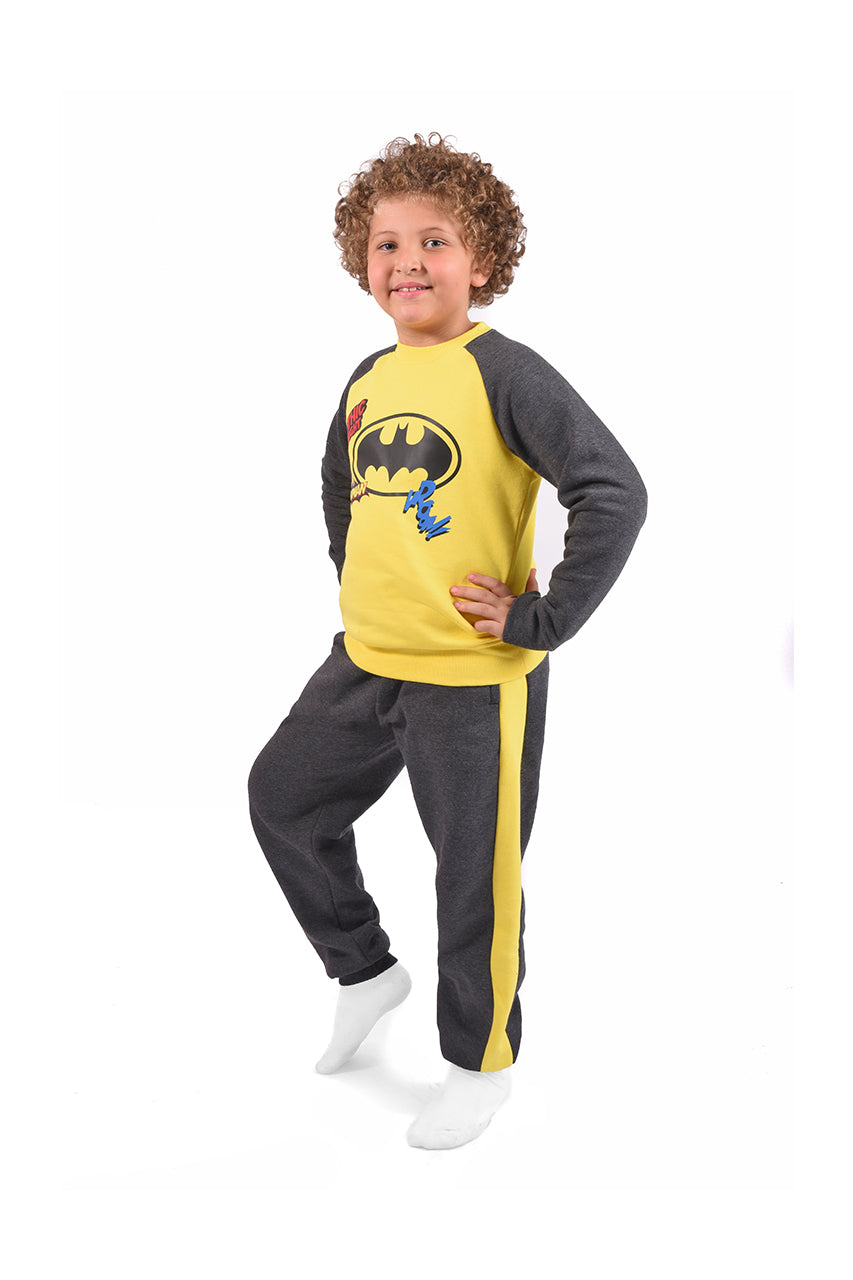 Milton children's winter pajamas, Batman Yellow design - side view