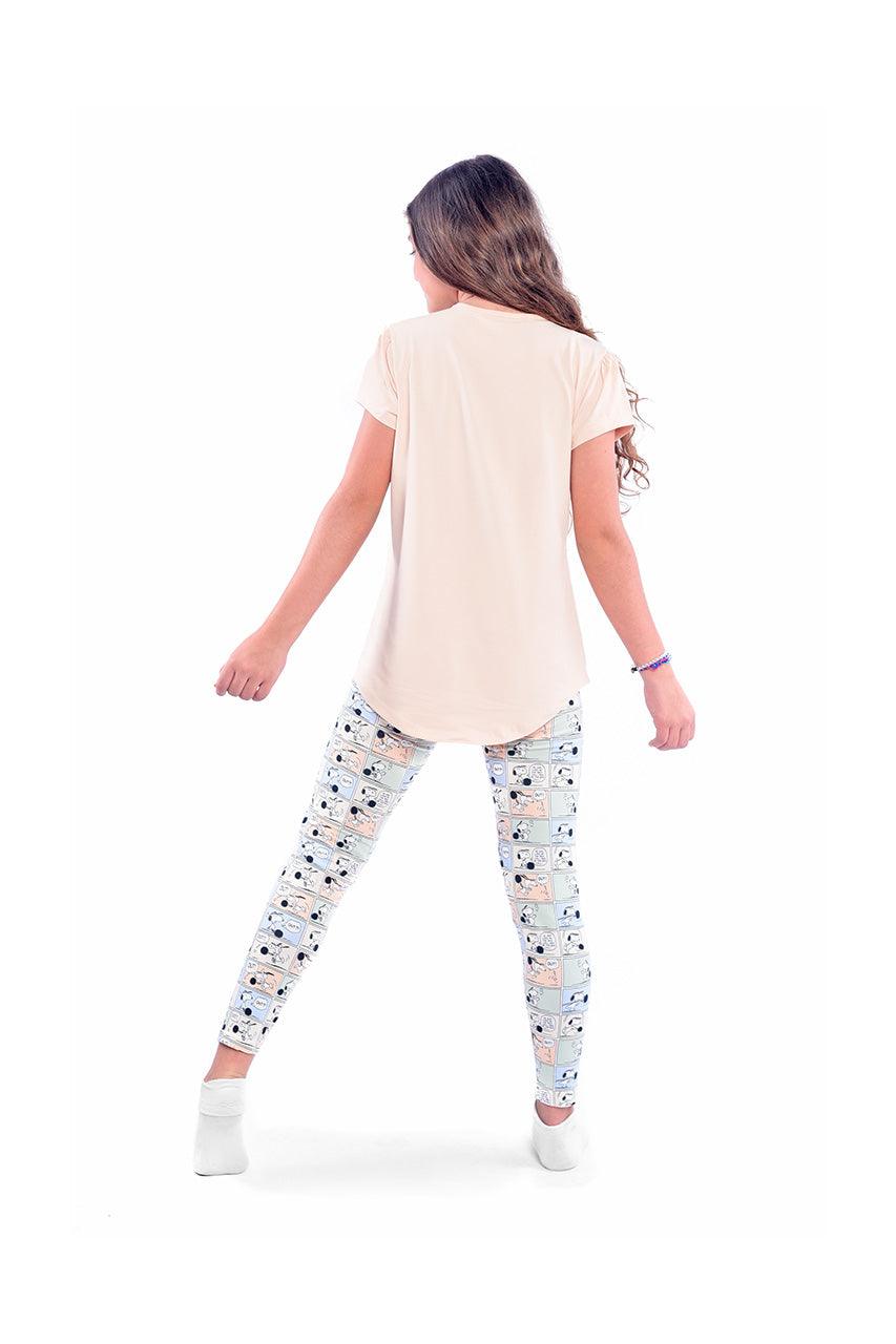 Girl's summer activewear with Snoopy Benut's design - back view