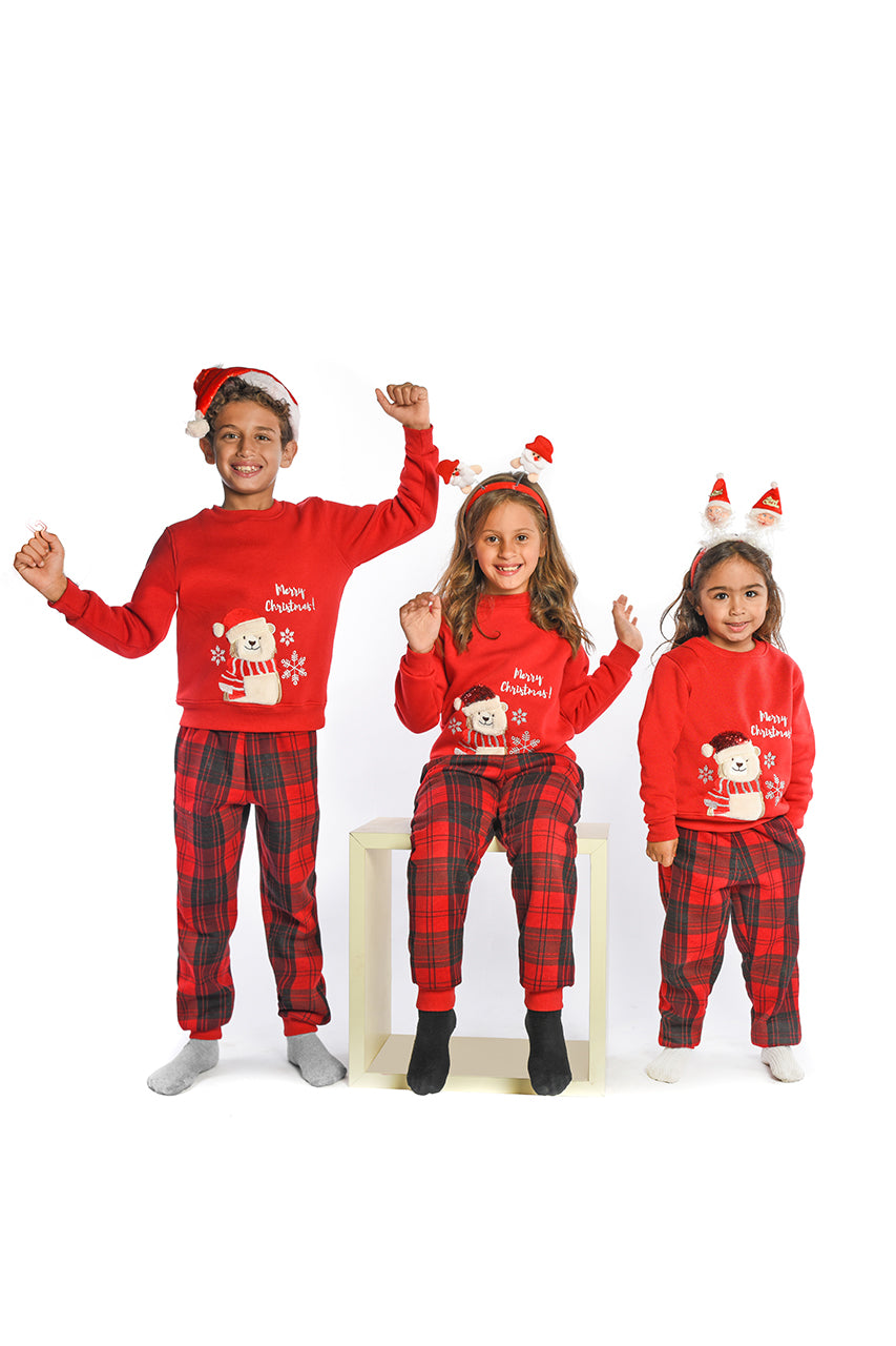 Winter red plaid pajama set for children - Cuddles Store