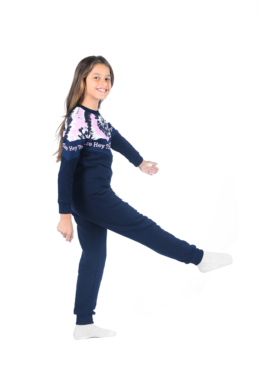 Milton matching girl's winter pajamas Cool Girls design - side view