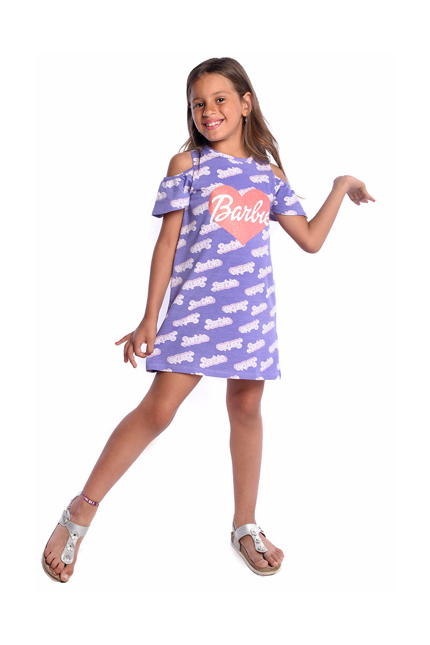 Girl's summer dress with Crew Neck - Barbie Dress - side view
