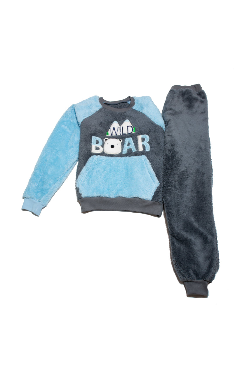 Winter fur pajamas for Boy, with Wild Bear design 2 pieces