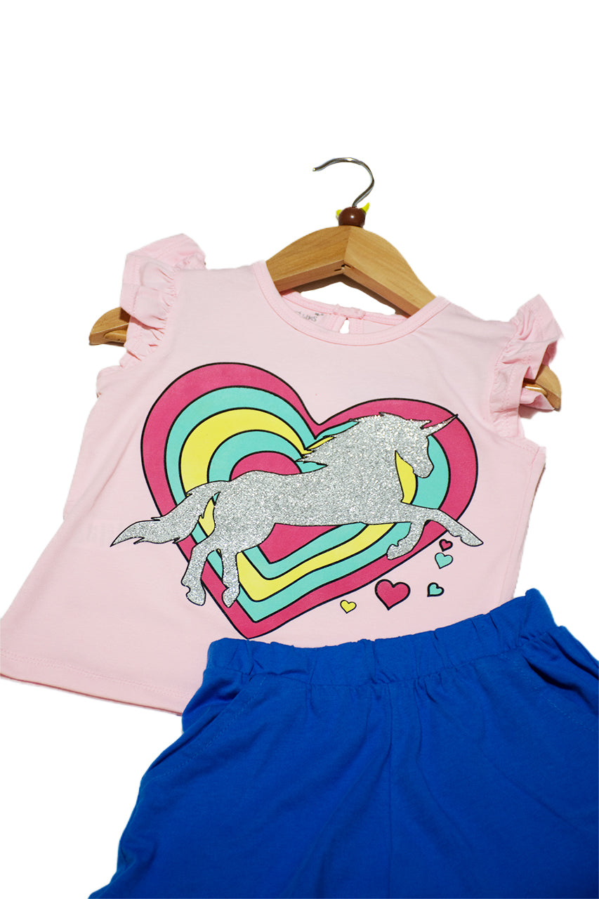 Girl's summer outfits with Unicorn Rose printed