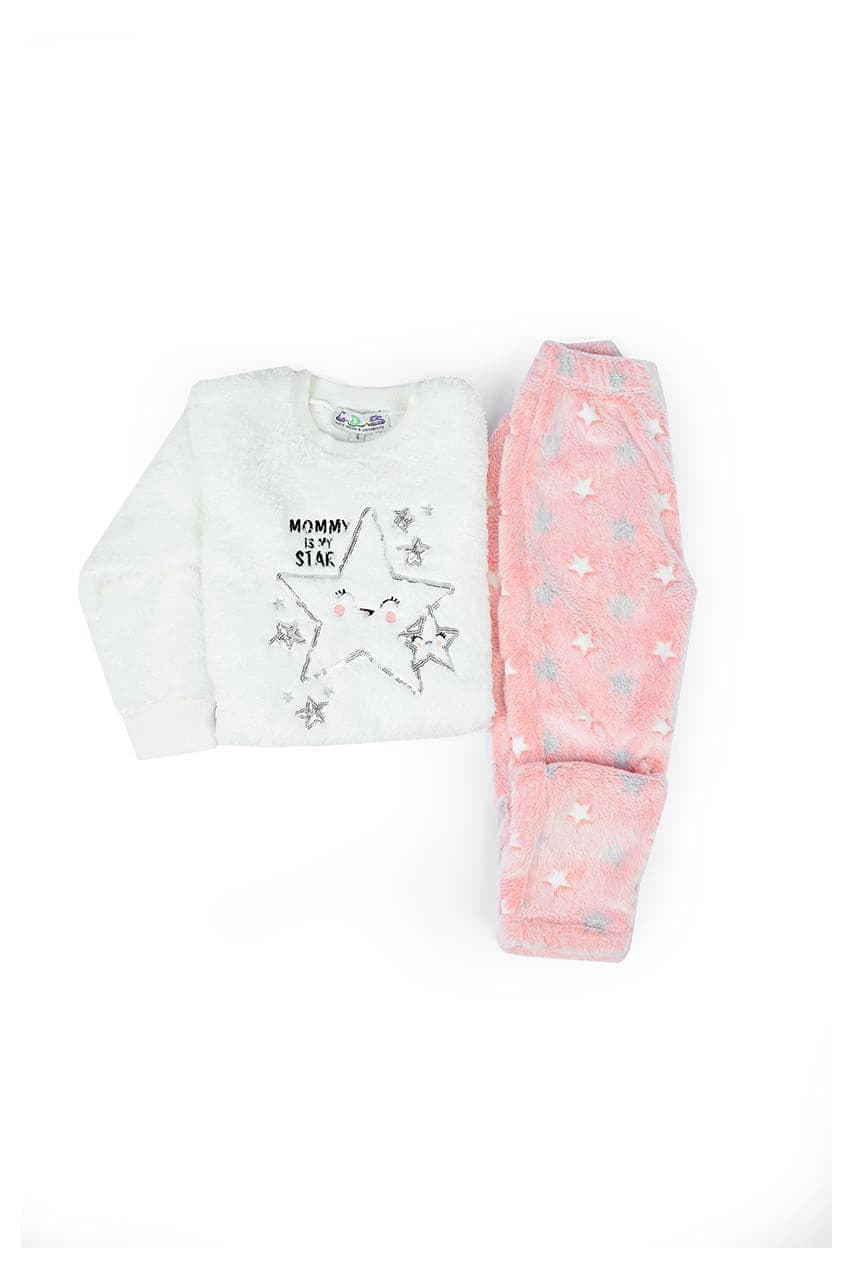 Girls winter pajamas with Mommy star print - fur - 2 pieces