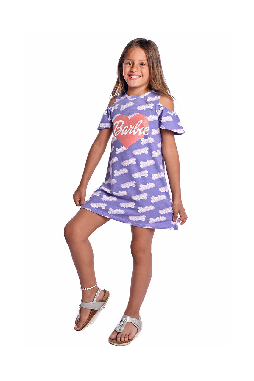 Girl's summer dress with Crew Neck - Barbie Dress- front view