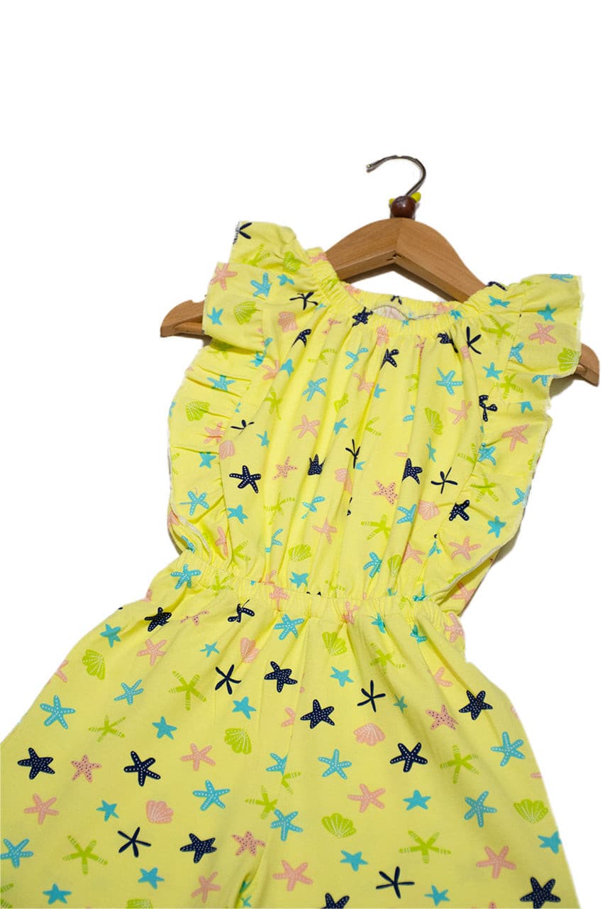 Girls jumpsuit for summer with yellow Seashell