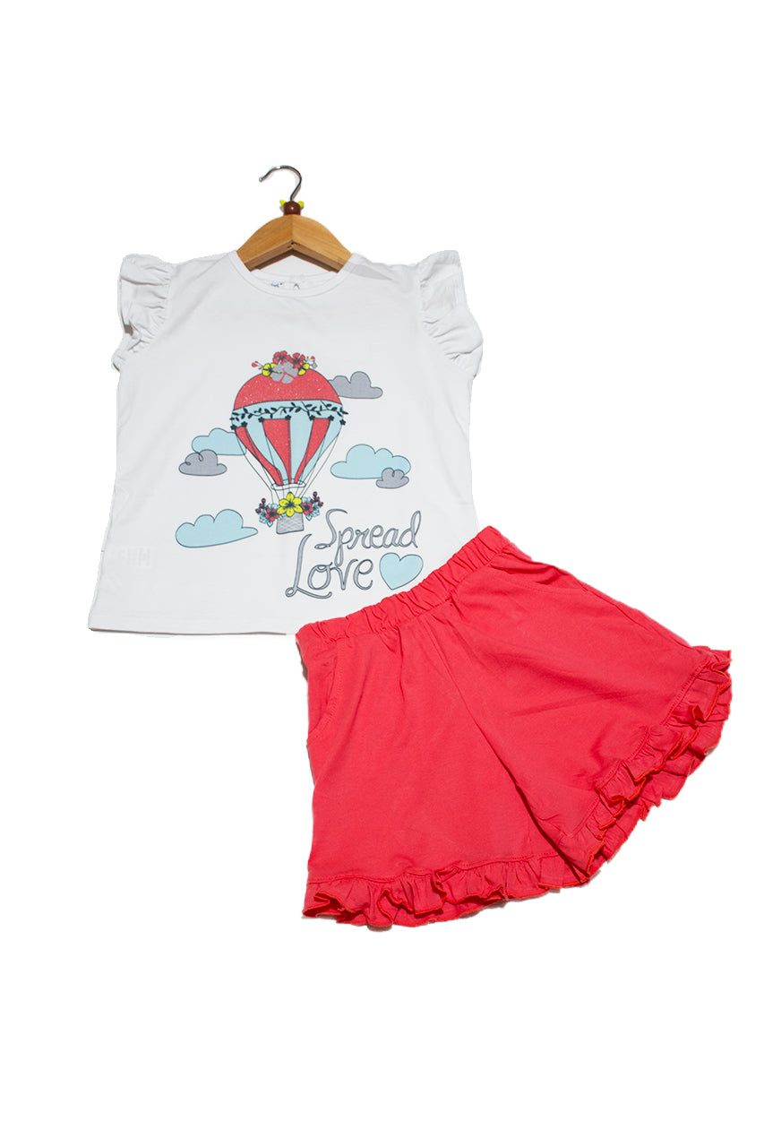 Summer girl's Outfit set from 2 pieces with Balloons design ( t-shirt and short)