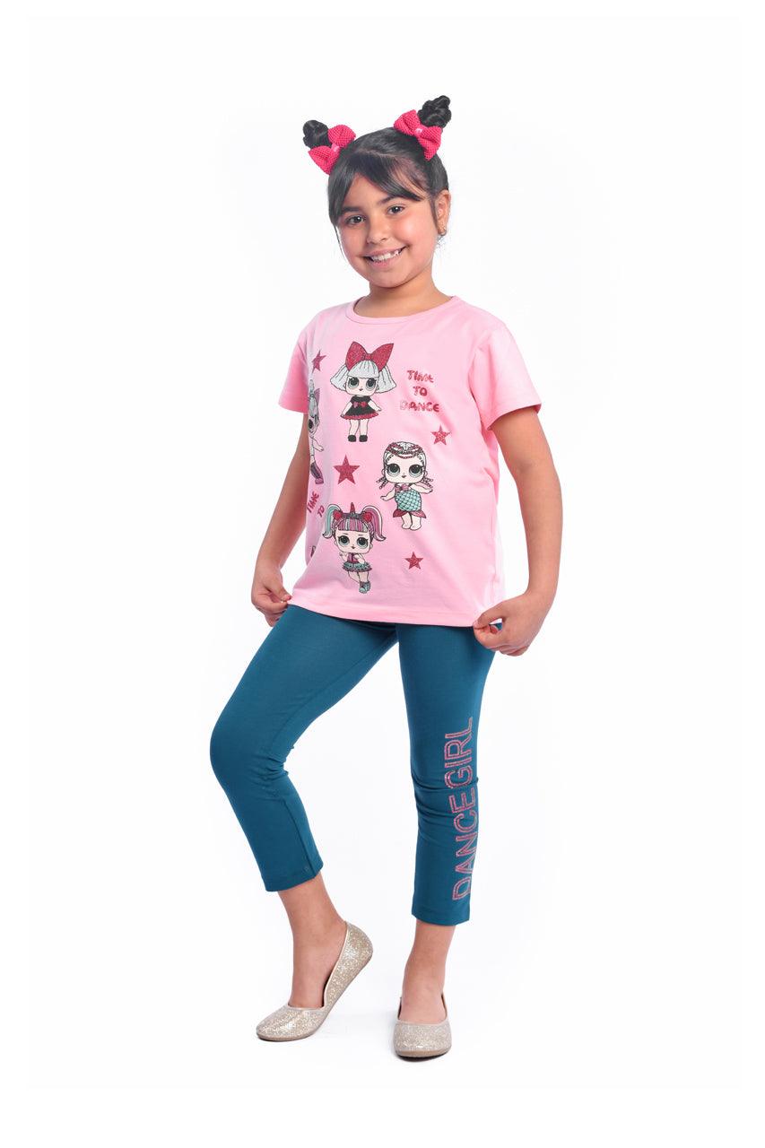 Girl's summer pajamas with Powerpuff Girls print - side view