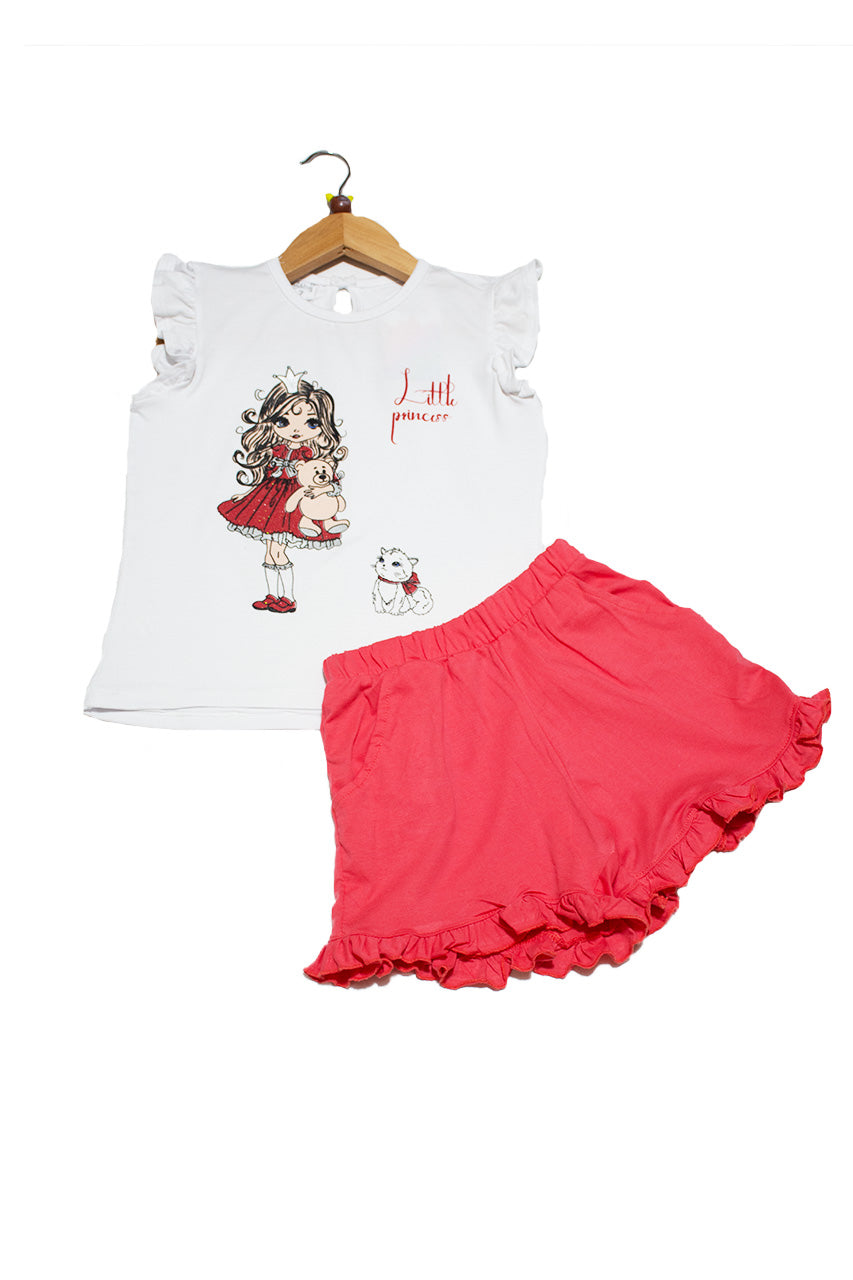 Girl's summer Outfit with beautiful print (Little Princess) - 2 pieces