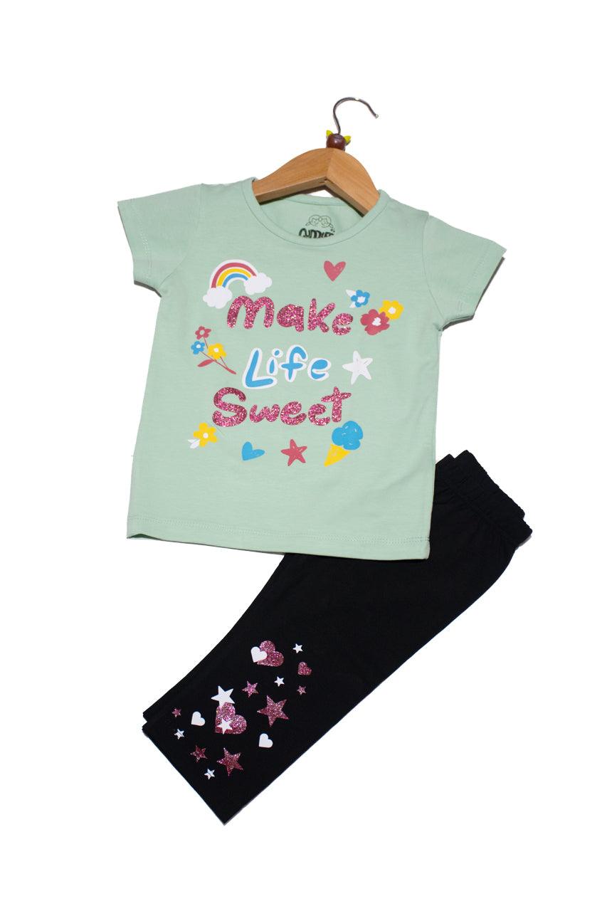 Summer girl's homewear with Make Life Sweet design - 2 pieces
