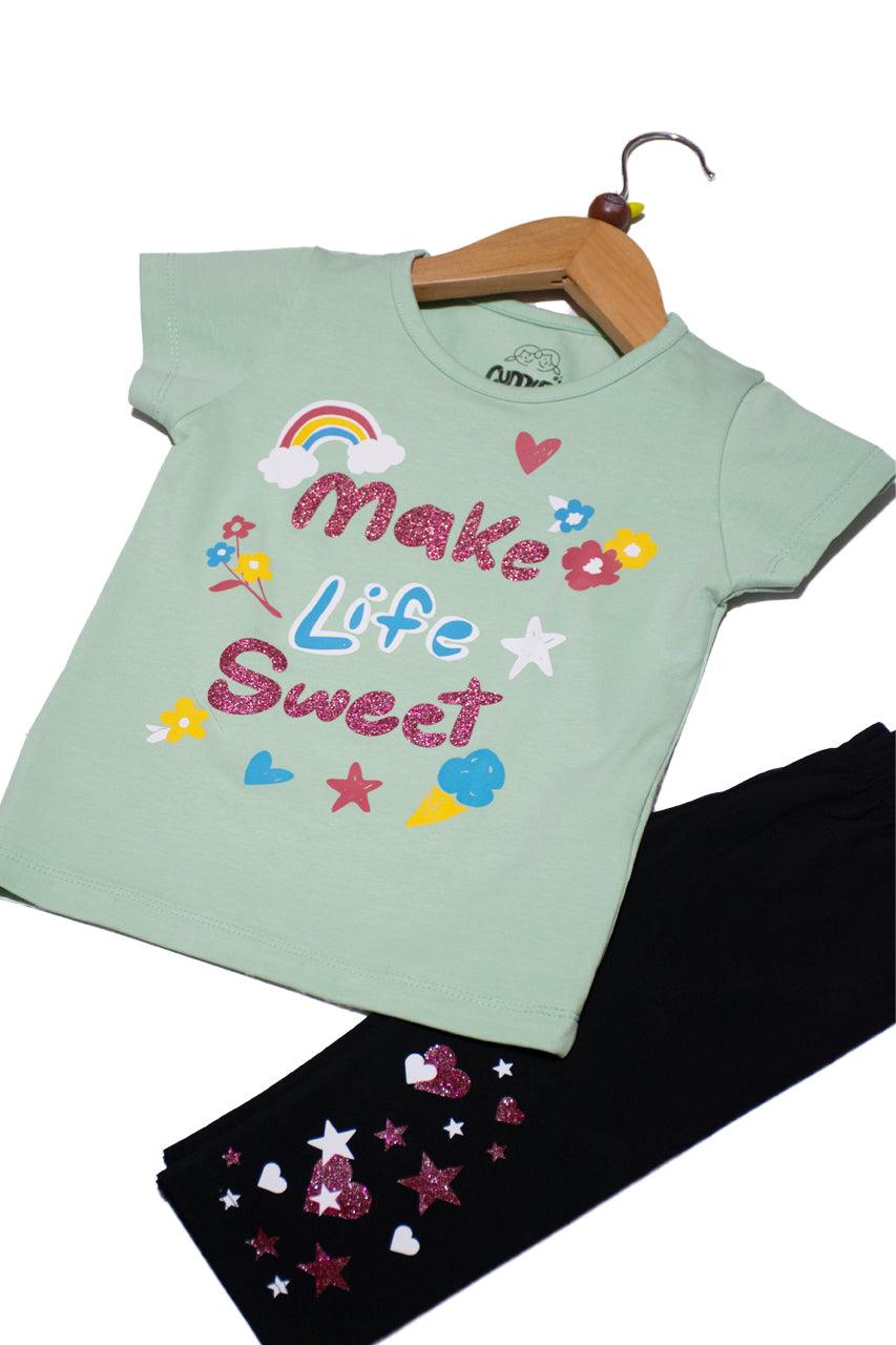 Summer girl's homewear with Make Life Sweet design