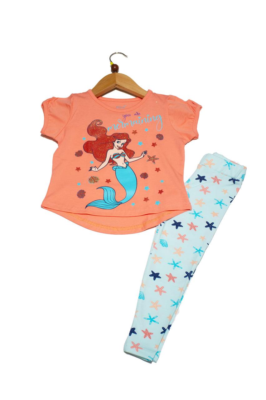 Girl's summer pajamas with Mermaid print 2 pieces