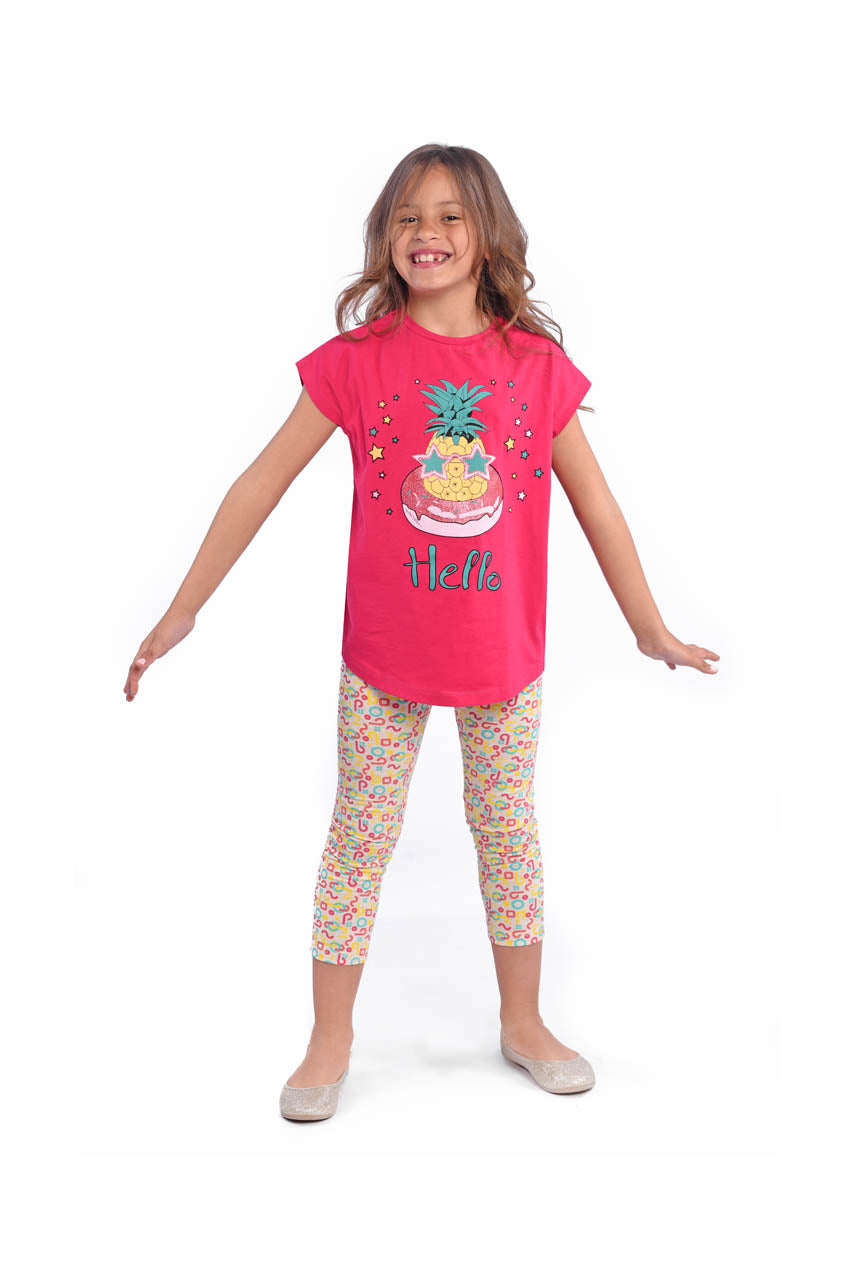 Summer girl's outfit with Happy pineapple design