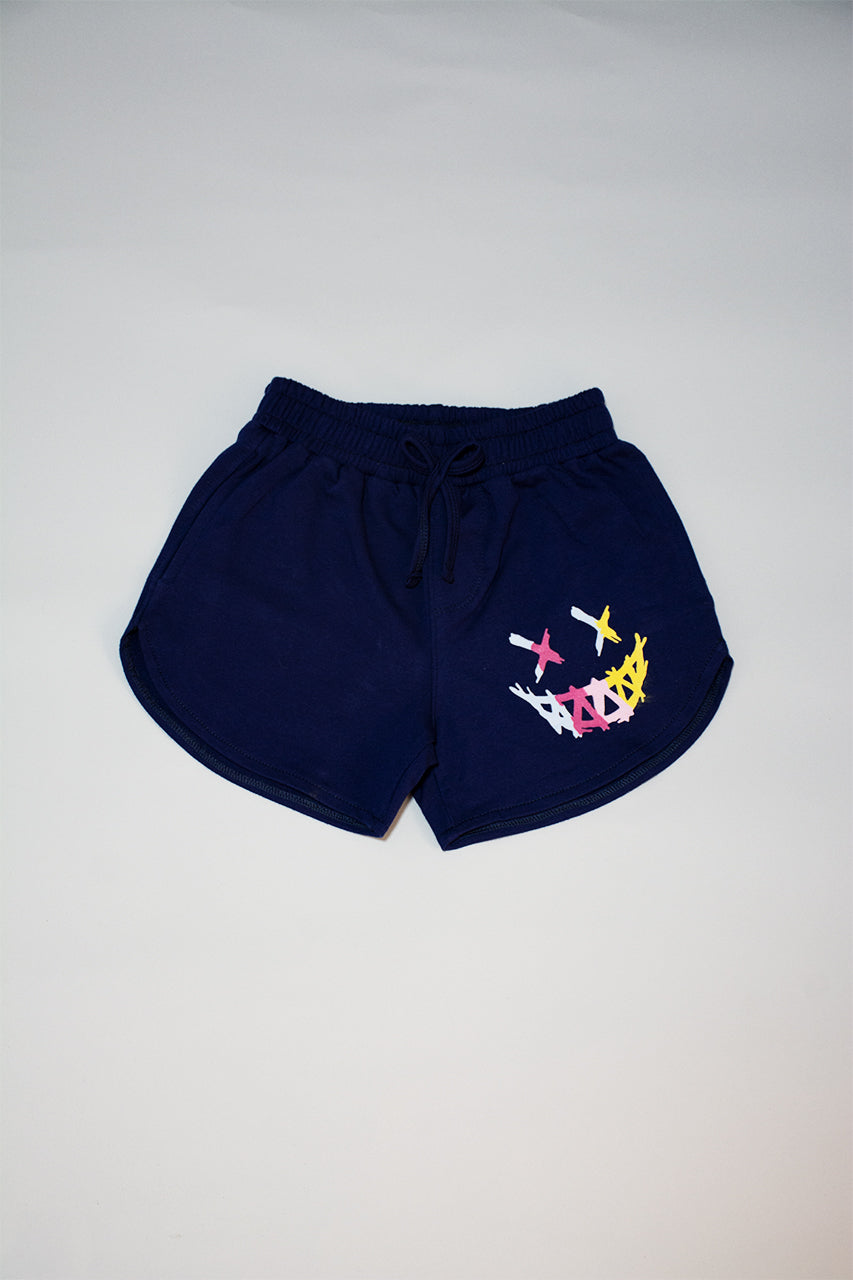 Girl Cotton Mini Short with Elasticated Waist - monster face