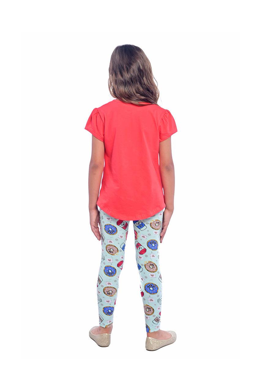 Girl's summer activewear with Donuts design - back view