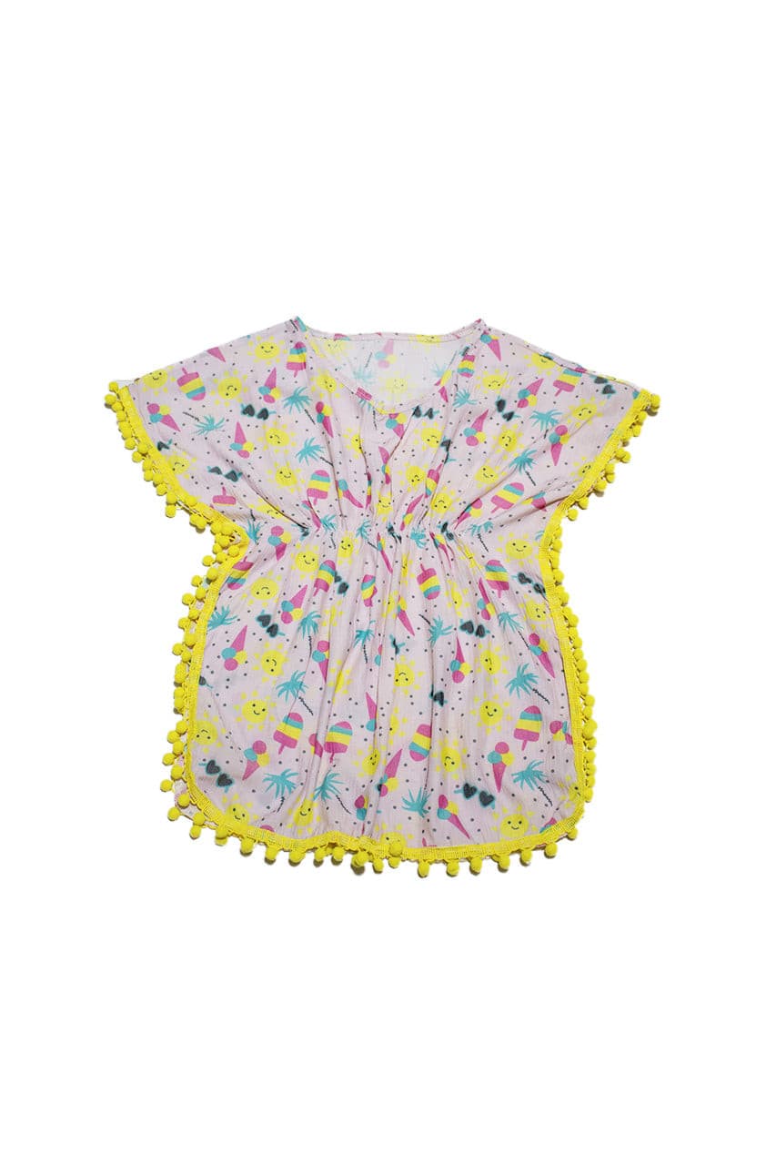 Girl's Aqua cover up with Ice cream printed