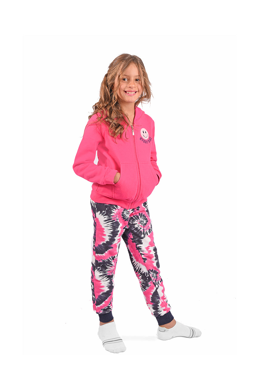 Milton girl's winter pajamas, Happy design - side view