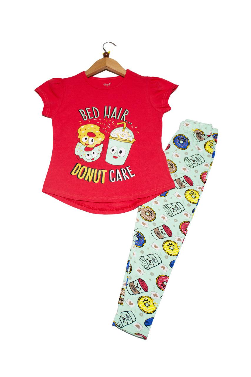 Girl's summer activewear with Donuts design - 2 pieces