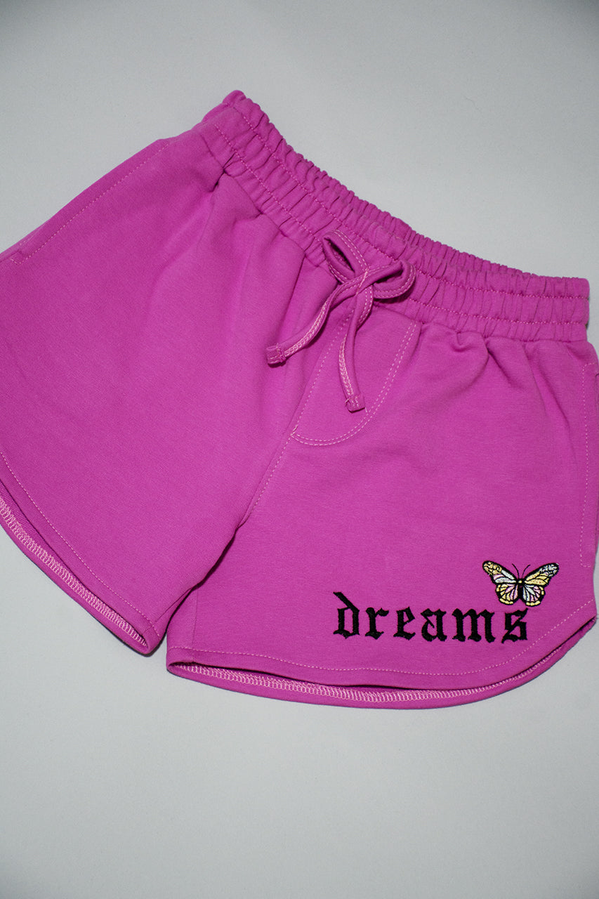 Girl's Mini Shorts with a Elasticated Waist and Dreams printed