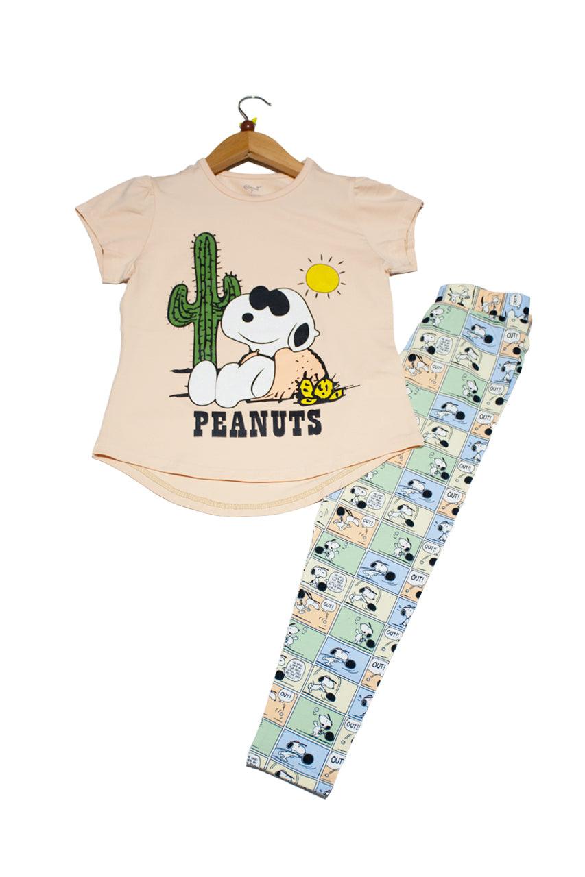 Girl's summer activewear with Snoopy Benut's design 2 pieces