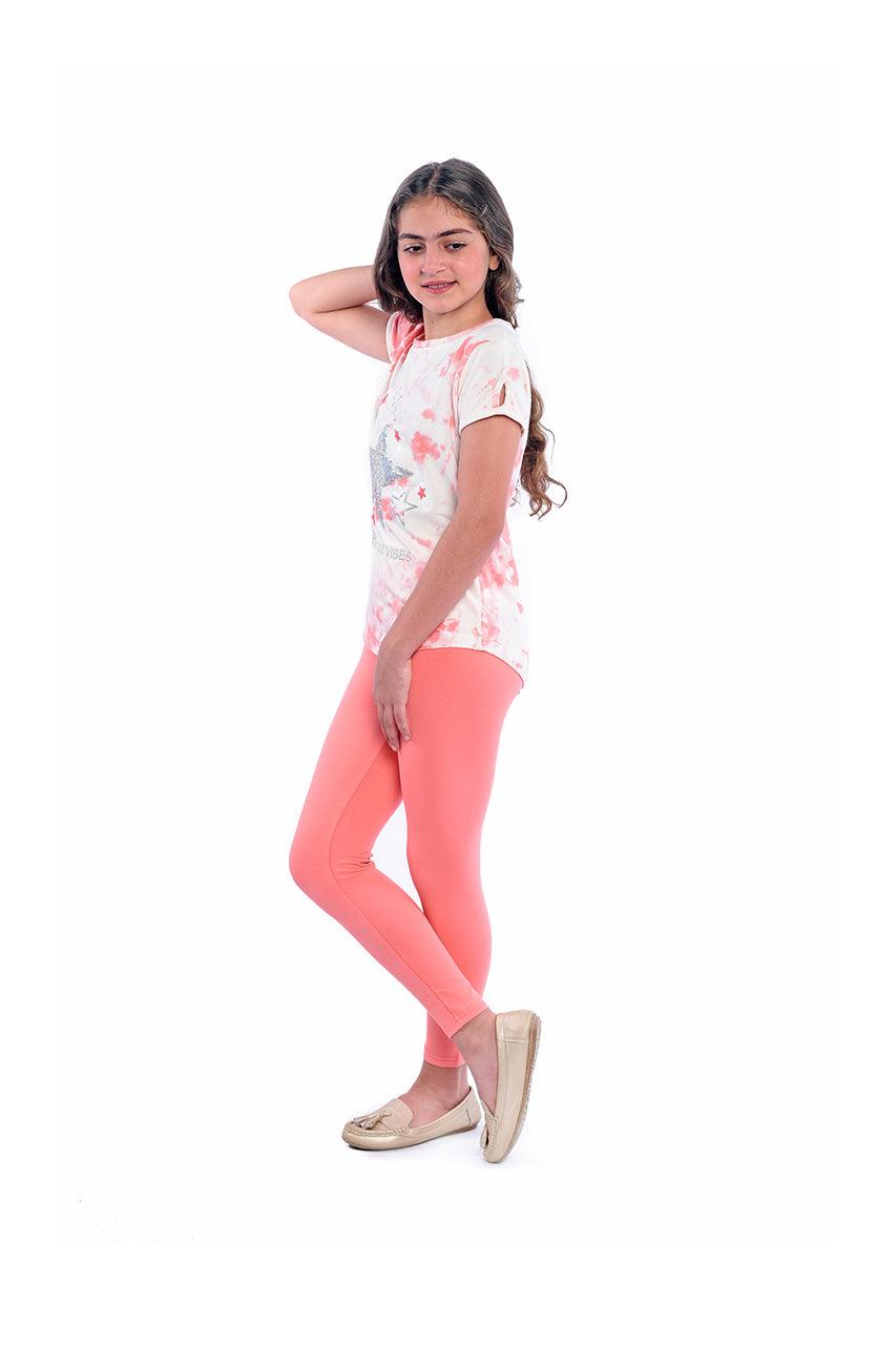 Girl's summer activewear With Tie Dey Stars - side view