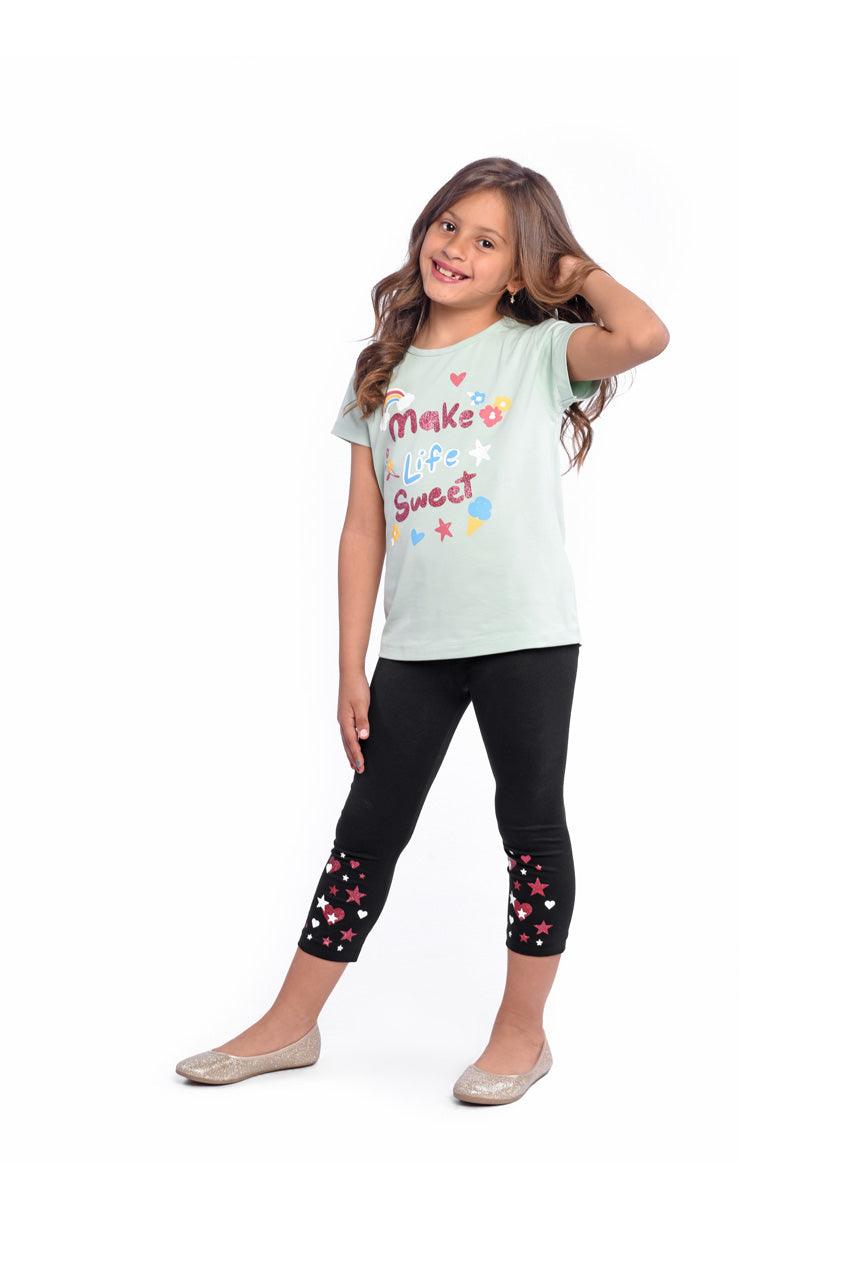 Summer girl's homewear with Make Life Sweet design - side view