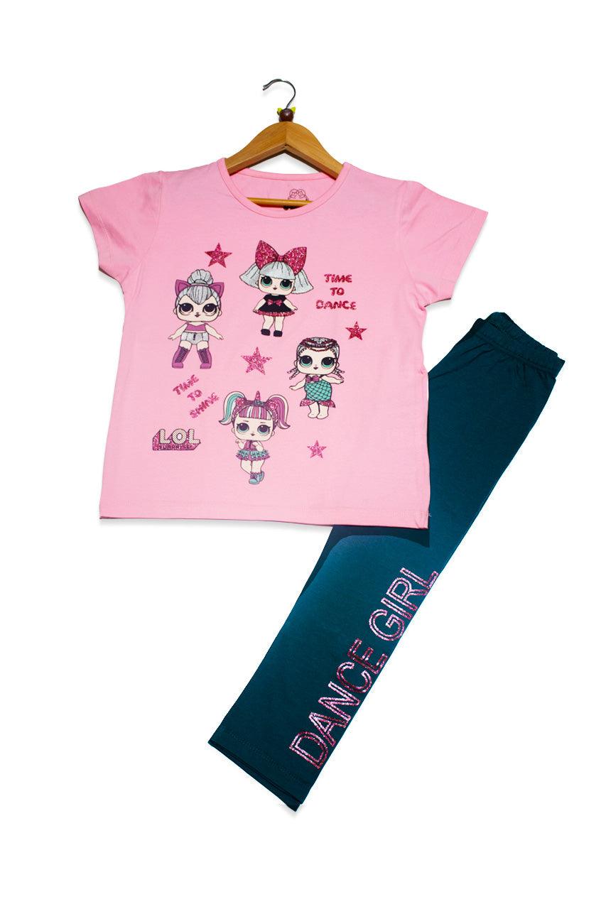 Girl's summer Outfit with Powerpuff Girls print (LoL) design - 2 pieces
