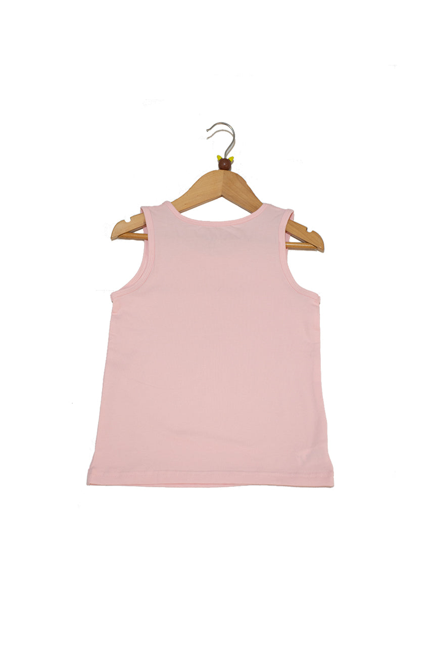 Girls Vest underwear with Wide strap - pink - back