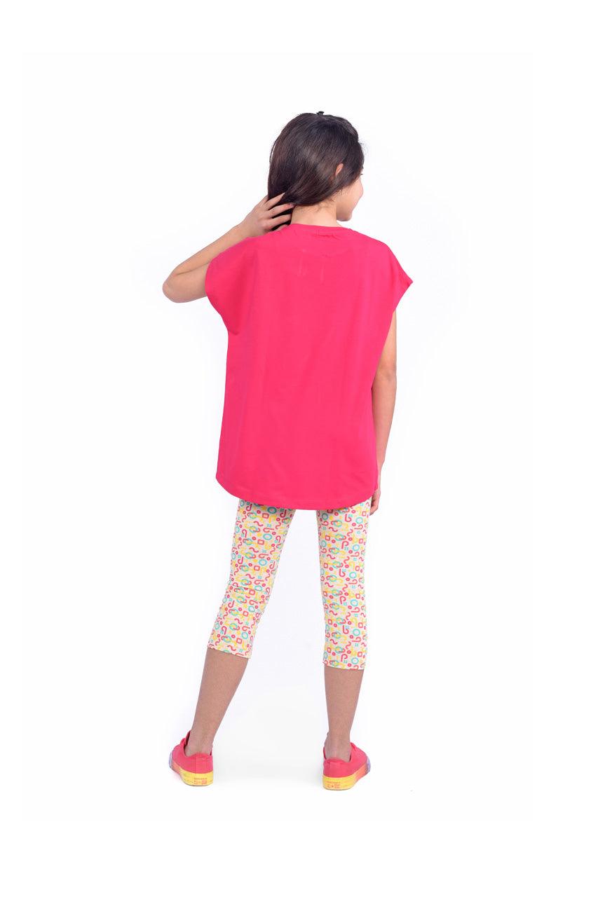 Girl's summer pajamas with Ice Cream printed - back view