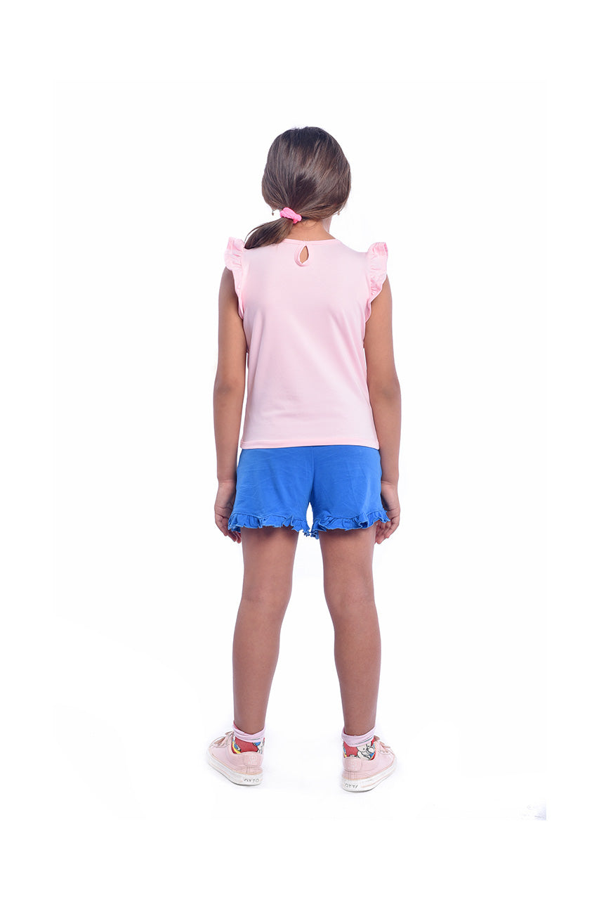 Girl's summer outfits with Unicorn Rose printed - back view