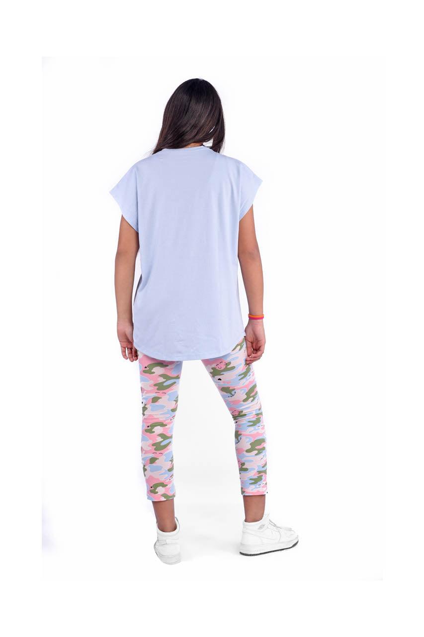 Summer girl's sportswear with Future Blue print - back view