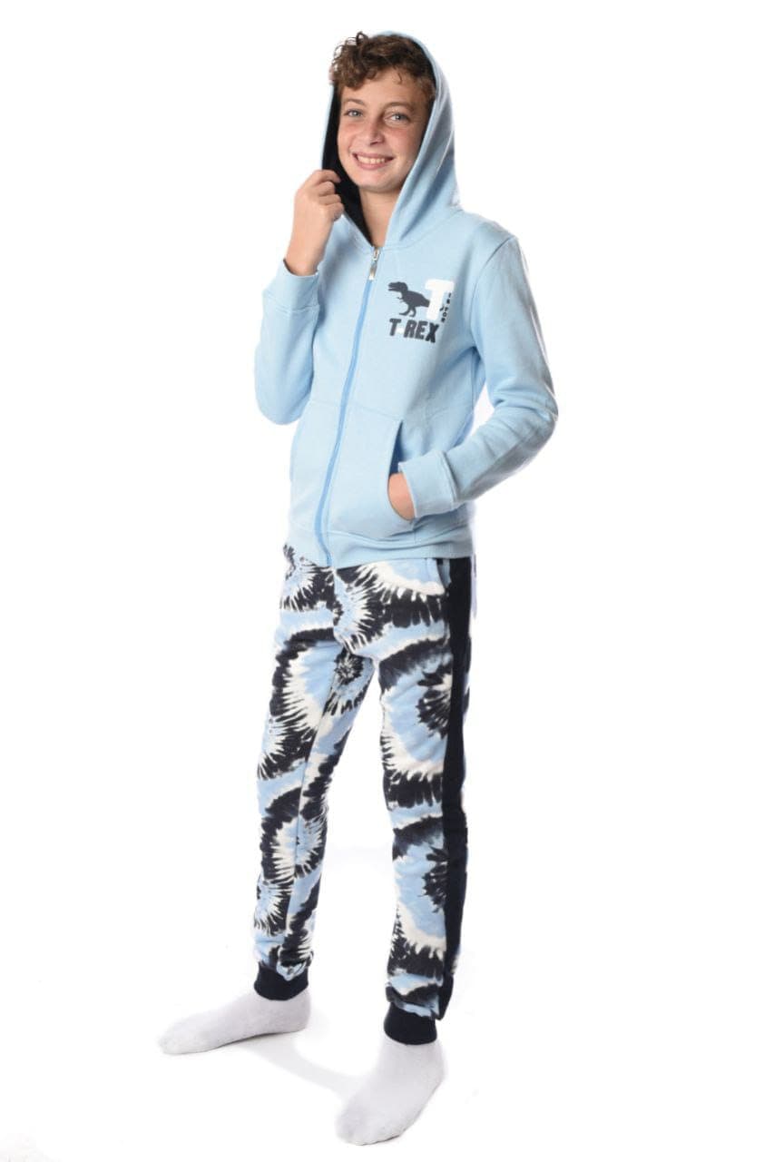Milton children's winter pajamas with T-REX design- side view