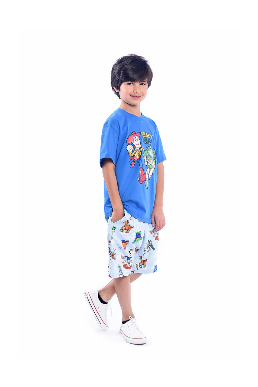 blue Summer Boys activewear with Ready For Action printed  - side view