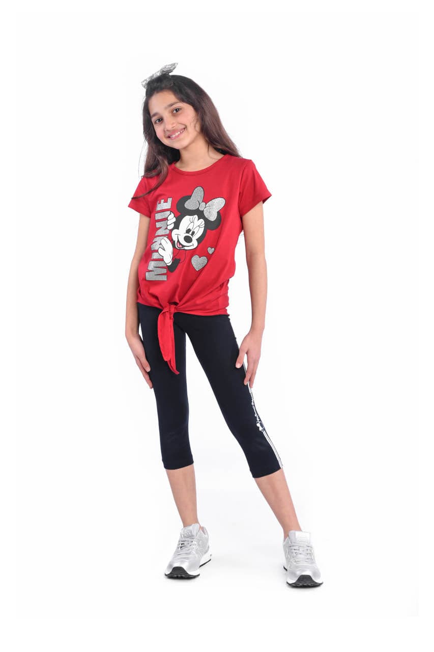 Summer girl's homewear with Minni mouse design - front view