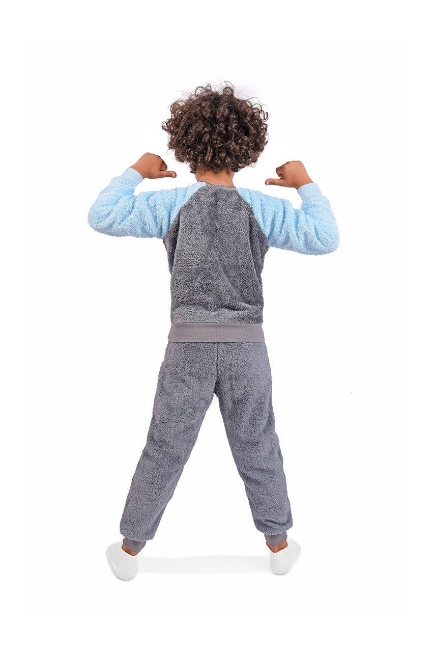 Winter fur pajamas for Boy, with Wild Bear design - back view