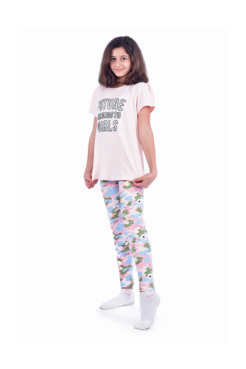 Summer girls' Activewear with Future pink Belongs To Girls print - side view