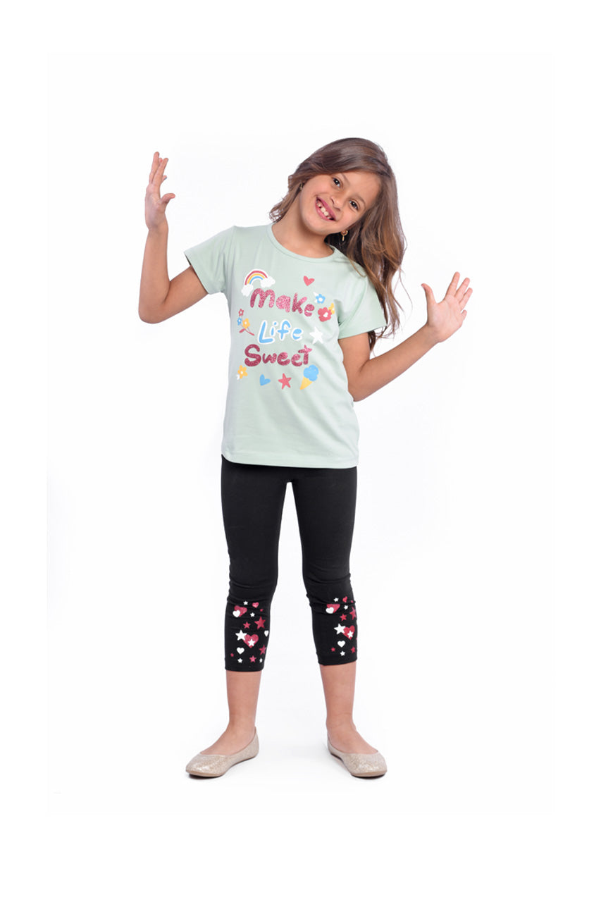 Summer girl's homewear with Make Life Sweet design - front view