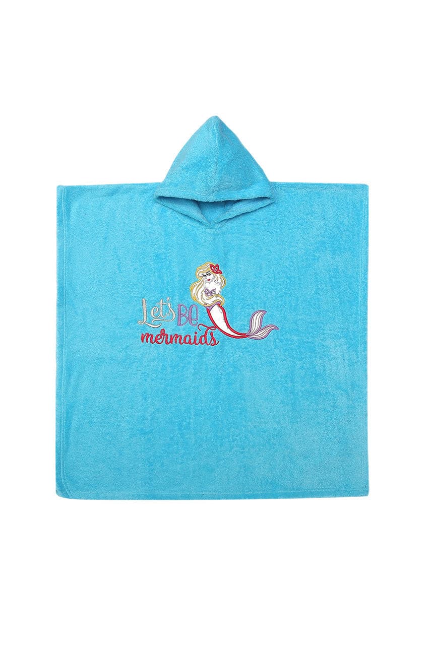 Kid's Mermaid Towel poncho - Turquoise - zoom out