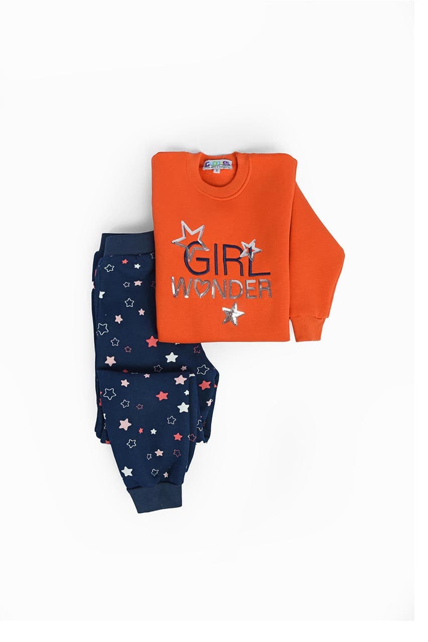 Girls winter pajamas with Stars print 2 pieces