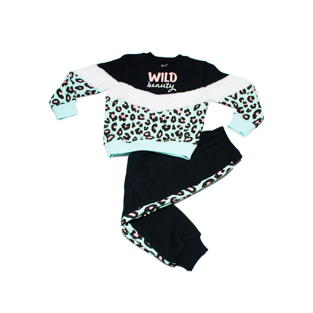 Milton mommy and girl's winter pajamas Wild Beauty design 2 pieces