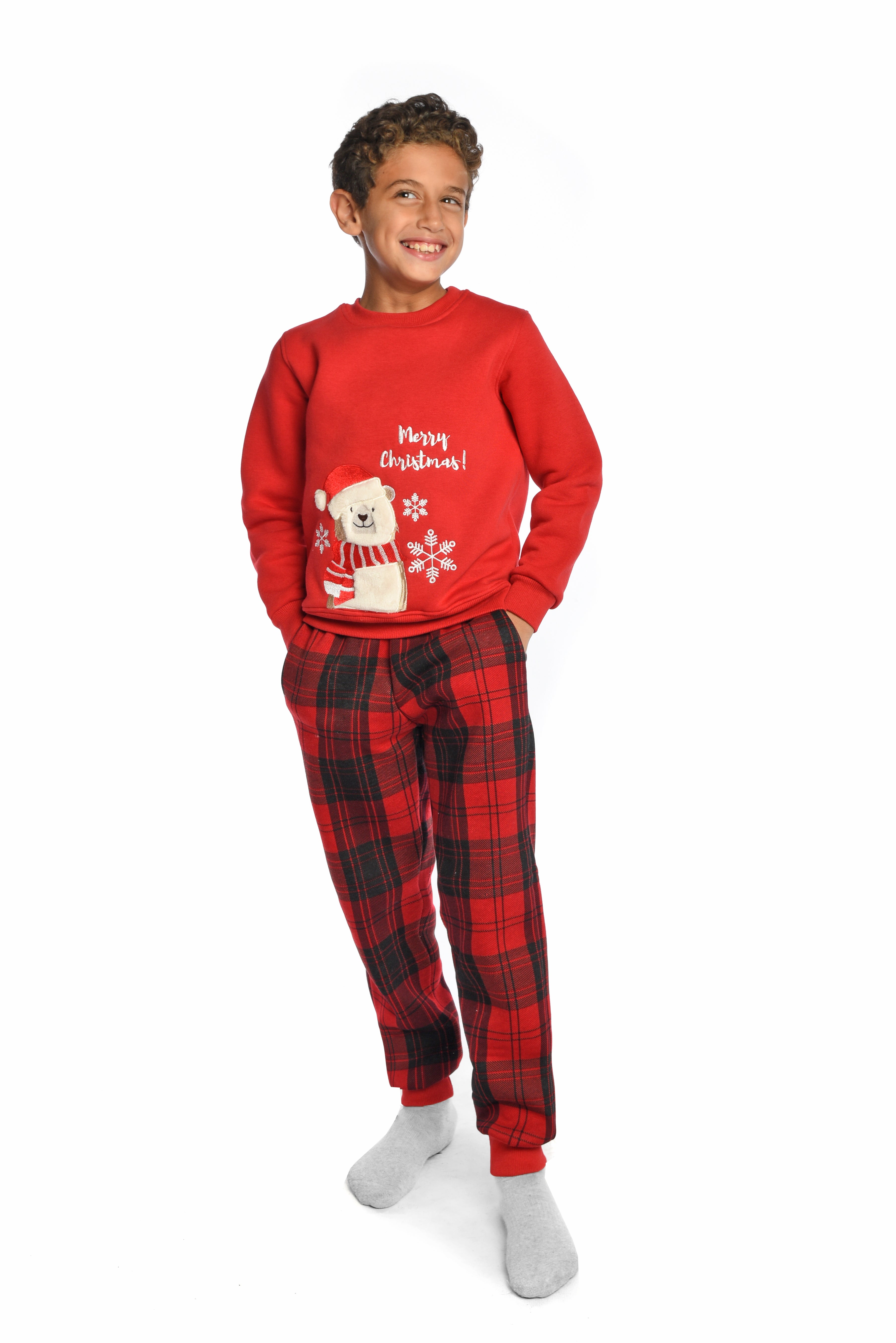 Winter red plaid pajama set for children - Cuddles Store