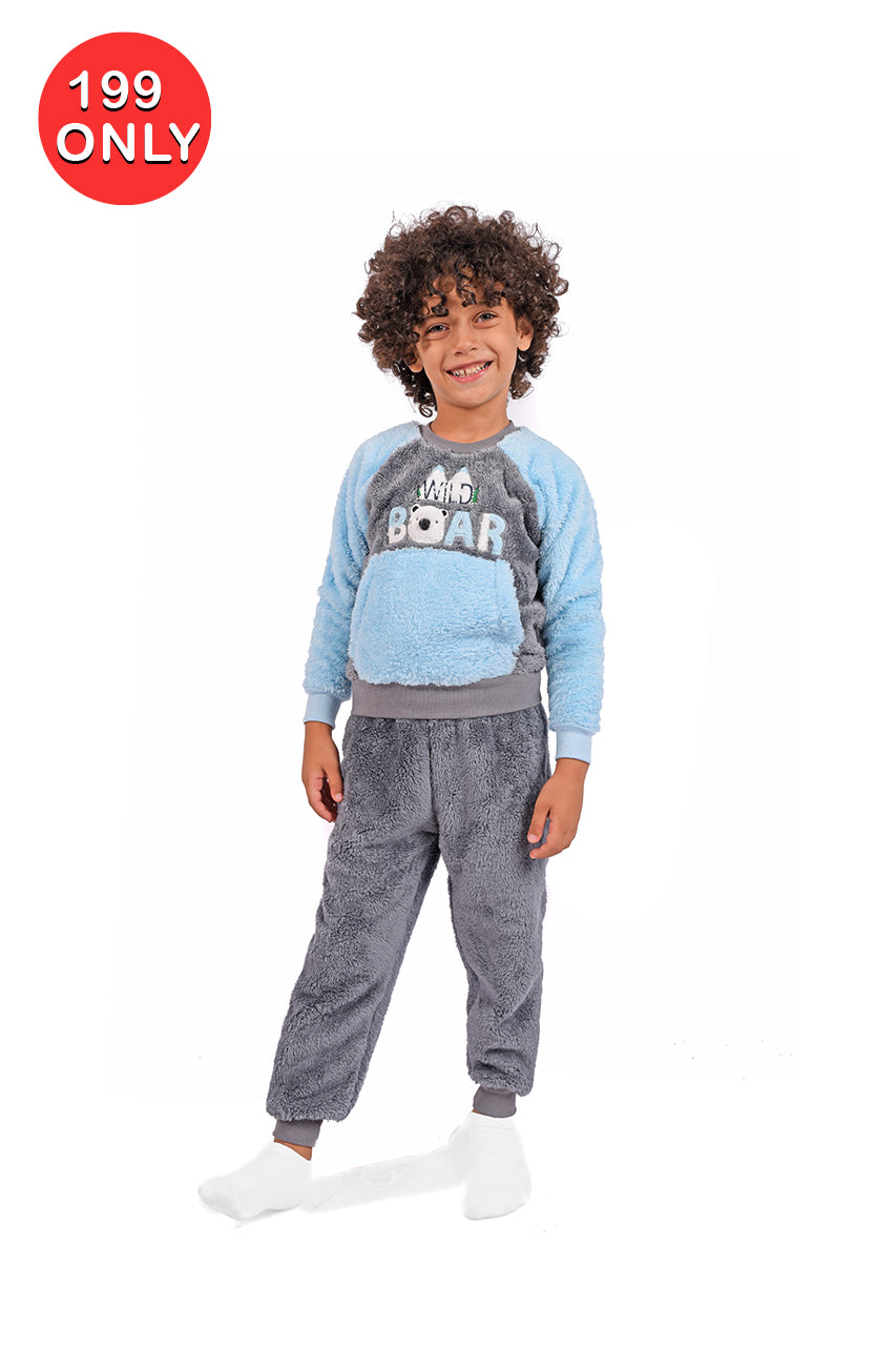 Winter fur pajamas for Boy, with Wild Bear design - Cuddles Store